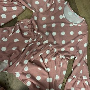 Flare sleeve polka dot top